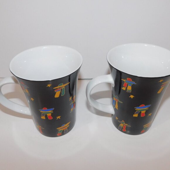 Set 2 Retired Oscardo Dawn Oman Inukshuk native aboriginal Porcelain Mug - Picture 5 of 9